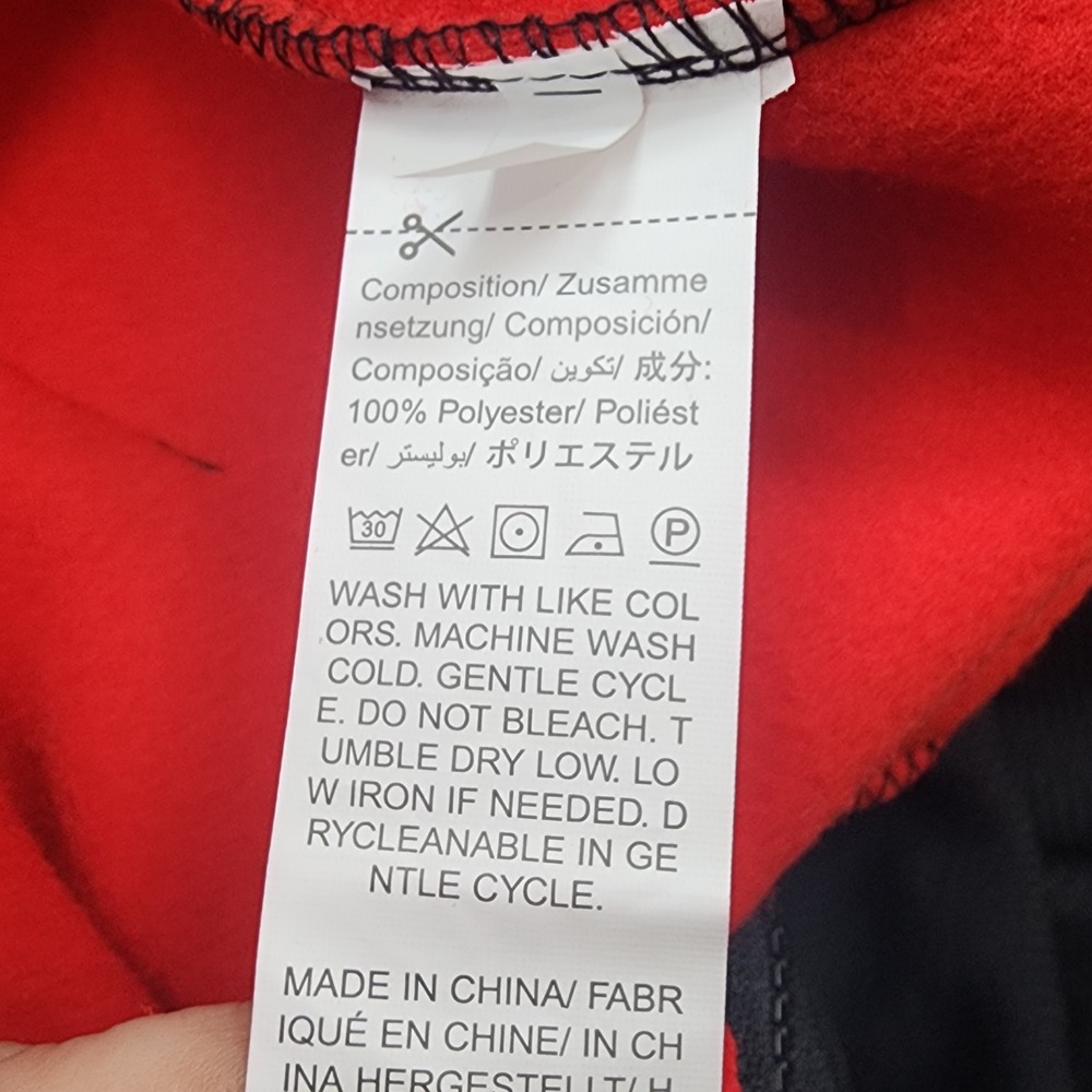 Unbranded Split Colorblock Graphic Zip Hoodie Red Black Streetwear Mens L - Picture 6 of 8